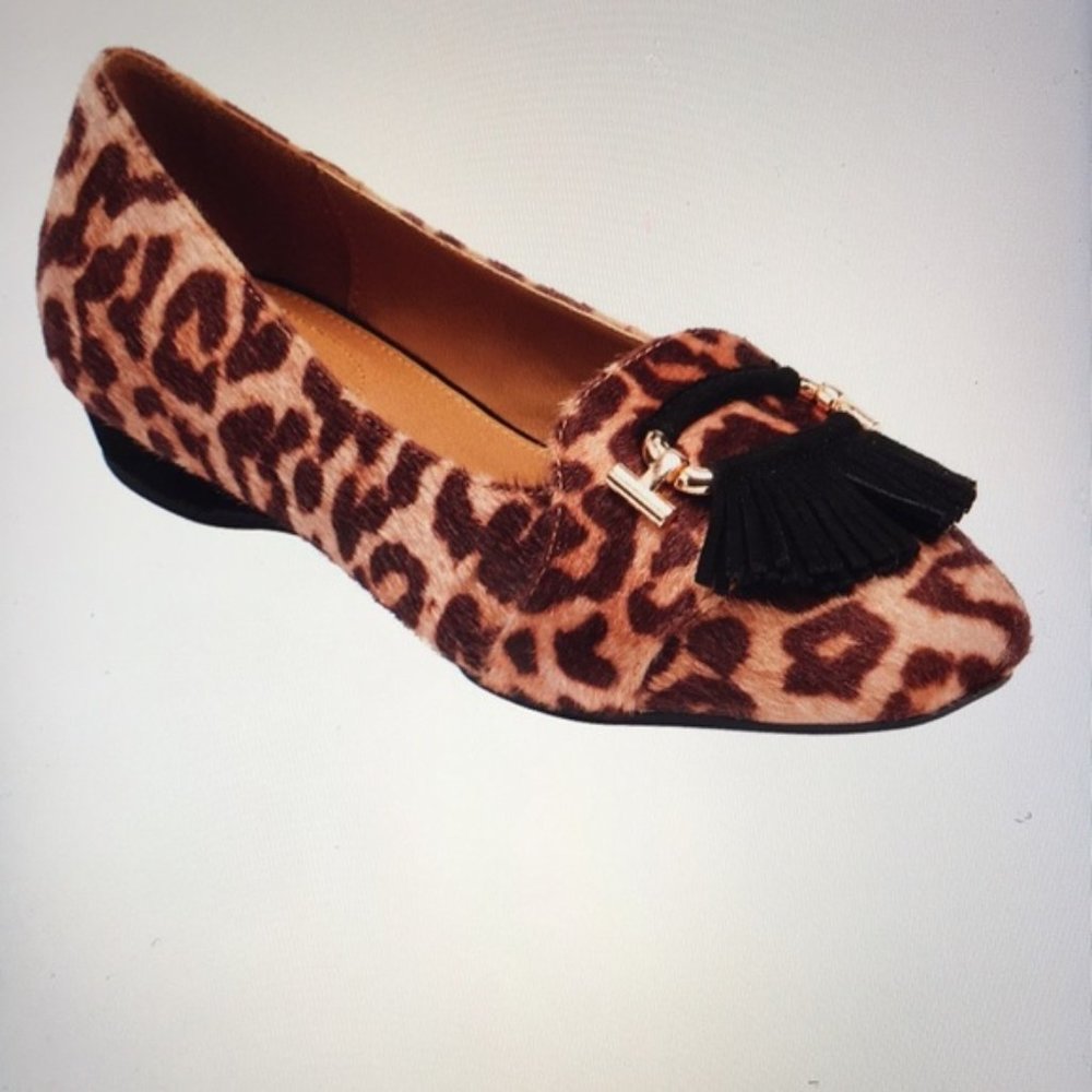 Comfortview Animal Print Delaney Fringe Loafer Size 7 1/2M NIB